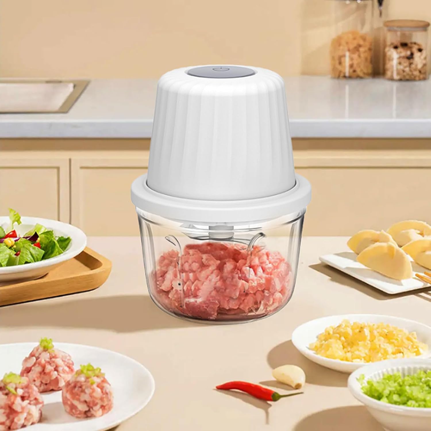 Electric onion chopper, 400 ml, universal, USB rechargeable, for meat, onions, garlic, vegetables, nuts
