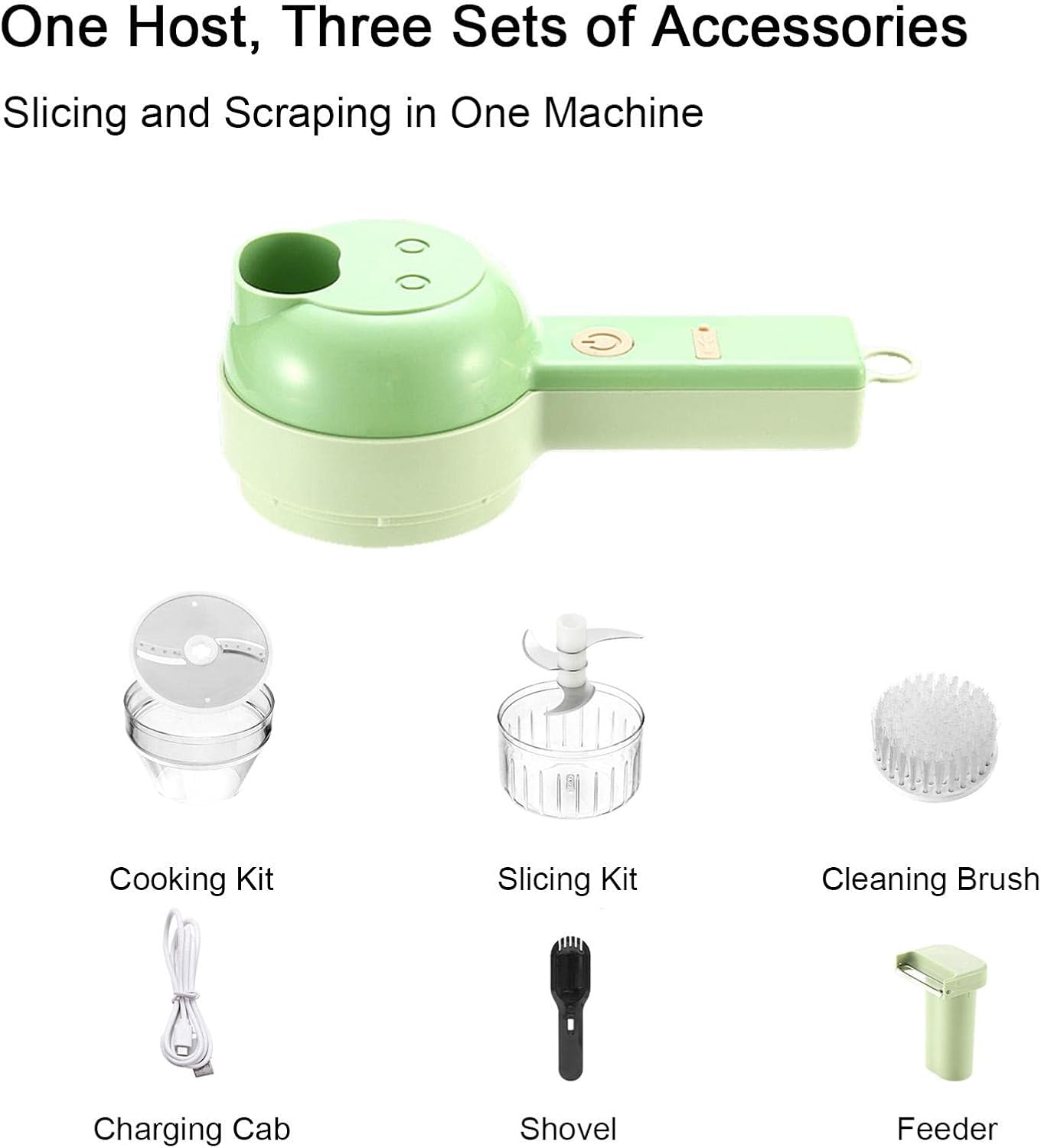 Portable 4-in-1 Electric Vegetable Cutter | Portable Cordless Electric Vegetable Chopper | Veggie Food Chopper Slicer for Garlic, Pepper, Chili, Onion, Celery, and Veggies