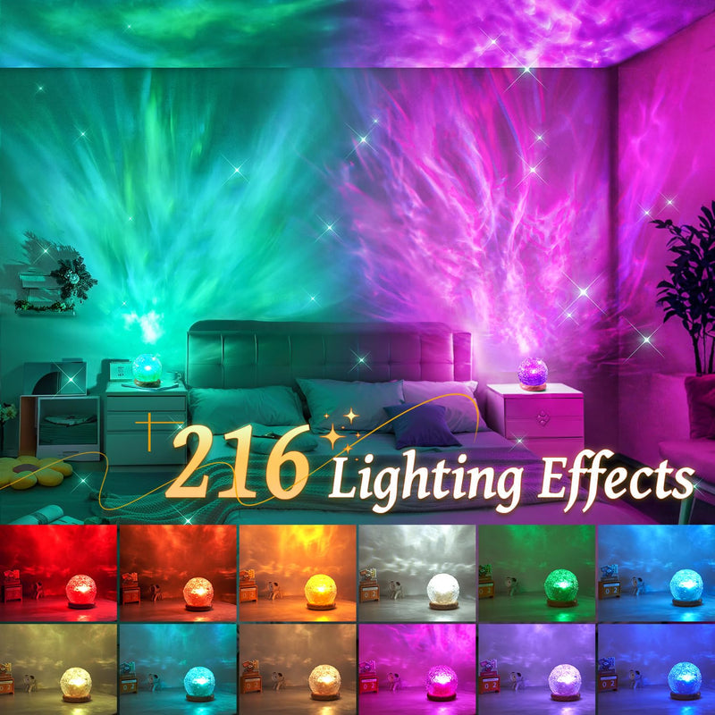 PIKOY Starry Sky Projector – 216 Light Effects, 3-in-1 Aurora Borealis/Sunset/Ocean Wave, Remote Control & USB Control, Room Decor & Gift for All Ages