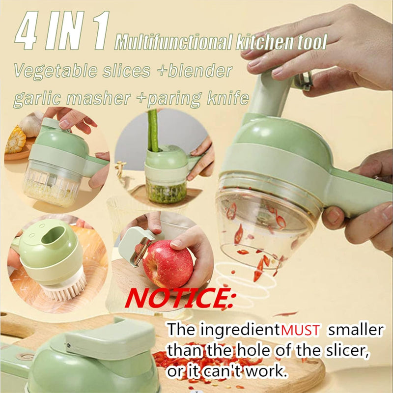 Electric Vegetable Slicer Set, Portable Spiralizer, Multifunctional Fruit Cutter with Container and Cleaning Brush, USB Charging, Style 2026