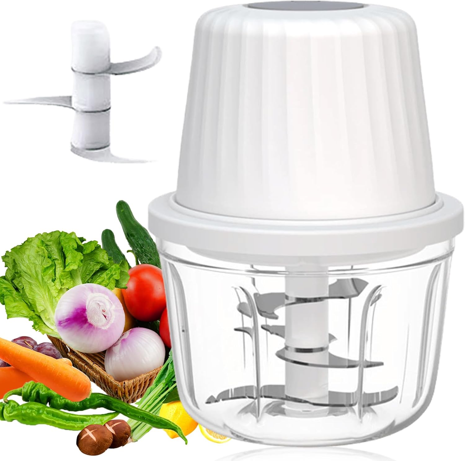 Electric onion chopper, 400 ml, universal, USB rechargeable, for meat, onions, garlic, vegetables, nuts