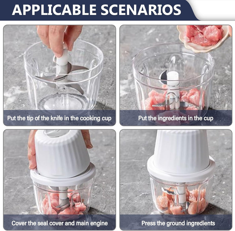 Electric onion chopper, 400 ml, universal, USB rechargeable, for meat, onions, garlic, vegetables, nuts