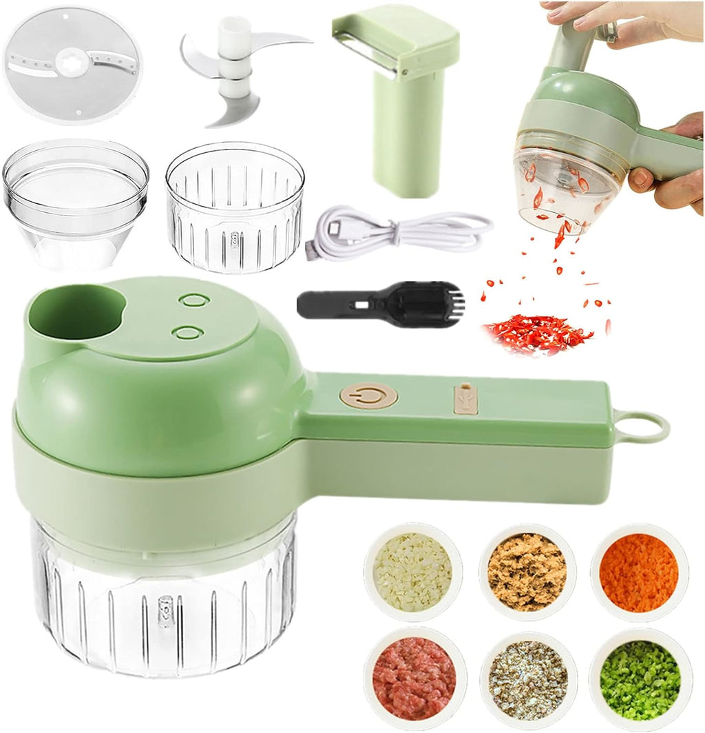 Electric Vegetable Slicer Set, Portable Spiralizer, Multifunctional Fruit Cutter with Container and Cleaning Brush, USB Charging, Style 2026