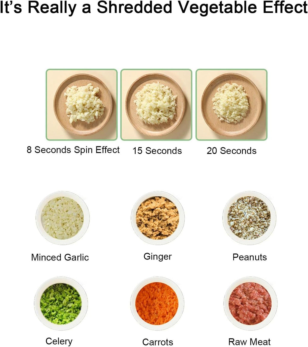 Portable 4-in-1 Electric Vegetable Cutter | Portable Cordless Electric Vegetable Chopper | Veggie Food Chopper Slicer for Garlic, Pepper, Chili, Onion, Celery, and Veggies