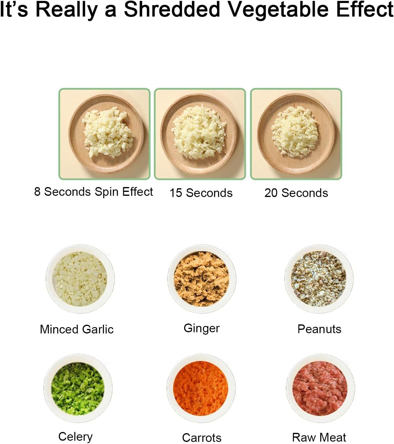 Portable 4-in-1 Electric Vegetable Cutter | Portable Cordless Electric Vegetable Chopper | Veggie Food Chopper Slicer for Garlic, Pepper, Chili, Onion, Celery, and Veggies