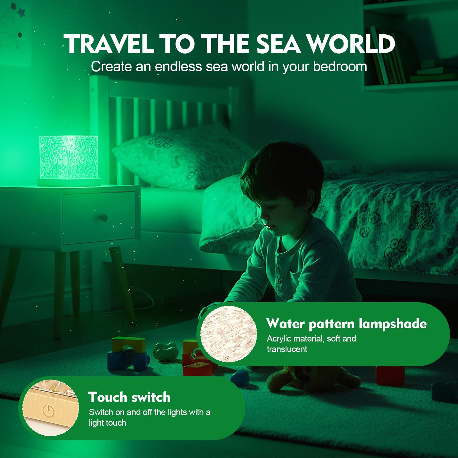 Water Ripple Projection Night Light for Bedroom Decoration and Gift