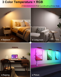 DetarZinLED Wooden Wireless Wall Light with Remote or Touch Control, USB Rechargeable, 3 Color Temperatures & RGB, Dimmable, 360° Rotating, LED Indoor Lamp for Bedside, Bedroom, Living Room