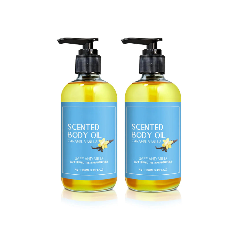 Stress Relief Vanilla Massage Oil - Deeply moisturizes, soothes muscles & promotes relaxation. Herbal bath & body care formula.